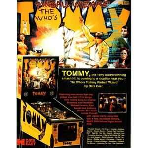 Tommy Pinball Flyer Original Vintage Game Art Vintage Unused 8.5" x 11" The Who
